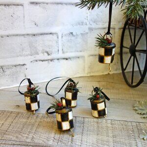 Buffalo Checked Christmas Tree Ornaments Courtly Holiday Decor Checked Bells